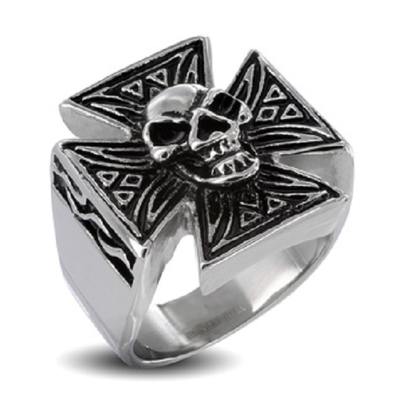 Iron Cross Skull Ring. - 2