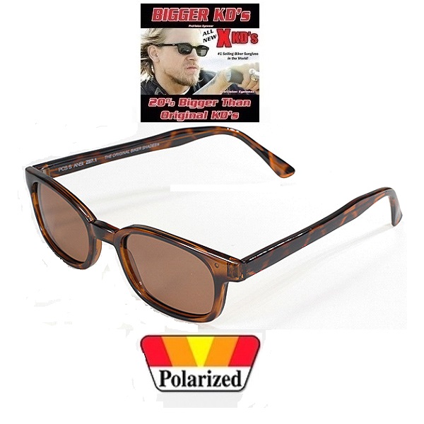 X-KDs The Original 20%  Större Bikers Polariserade Dark Demi Frame/Amber. - 2