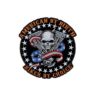 American By Birth Biker By Choice Smal lapp med broderimerke (10,5 cm)
