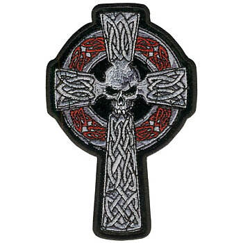 Keltisk kors og hodeskalle Big Patch broderimerke (27,5x17 cm)