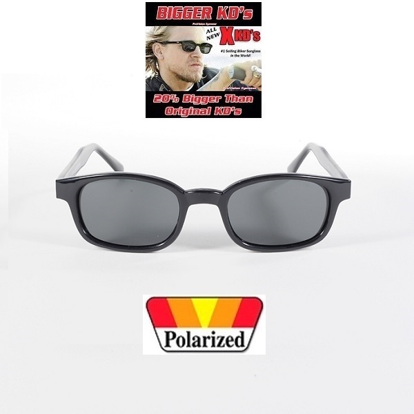 X-KDs The Original 20% Bigger Bikers.  Monture noire brillante/objectif gris polarisé - 2