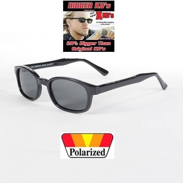 X-KDs The Original 20% Bigger Bikers.  Monture noire brillante/objectif gris polarisé - 3
