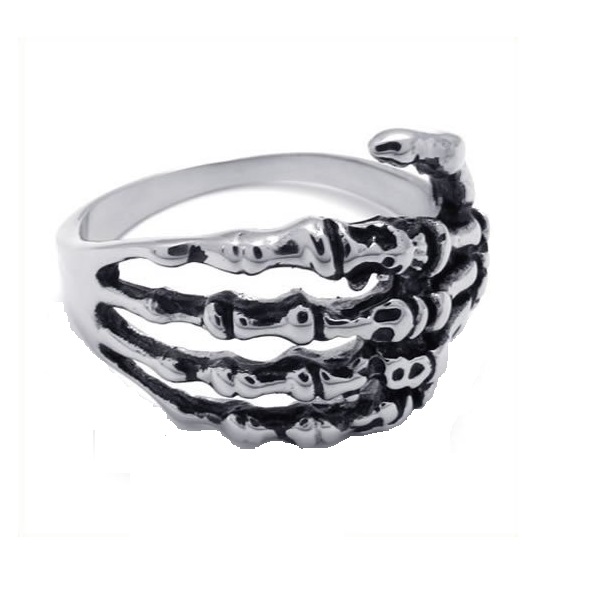 Skull Skeleton Hand Silver Ring. - 2
