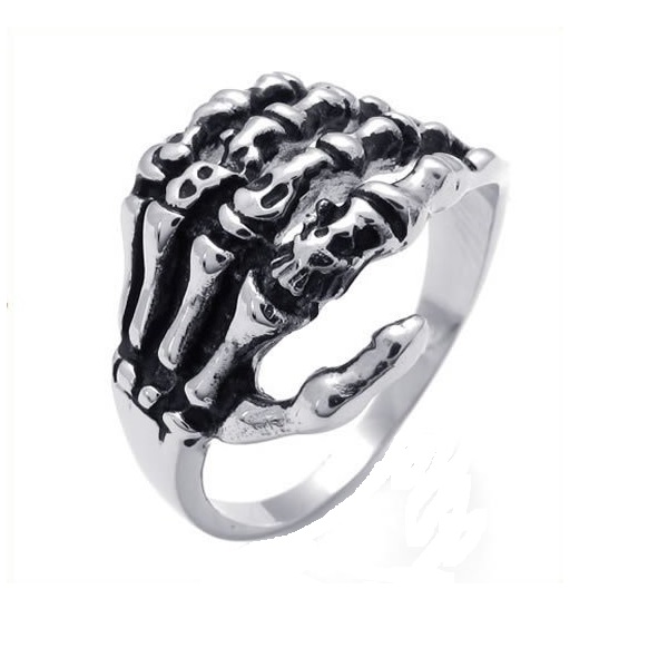 Skull Skeleton Hand Silver Ring. - 3