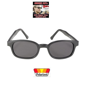 X-KDs The Original 20% Bigger Bikers Matte Black Frame Polarised Grey.