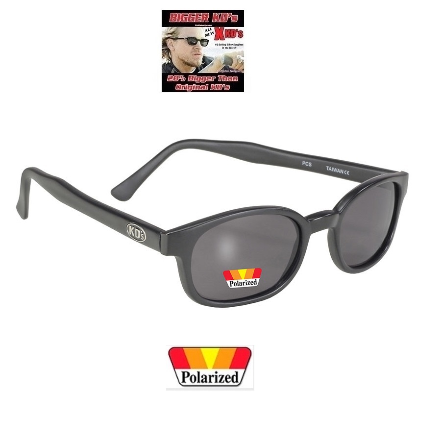 X-KDs The Original 20%  Större Bikers Matte Black Frame Polariserade Grey. - 2