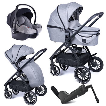 Stor Barnvagnspaket 4i1 Nuvo Zokky  inkl. Cosmo AirFlow i-size babyskydd + isofix bas IQ Orbit