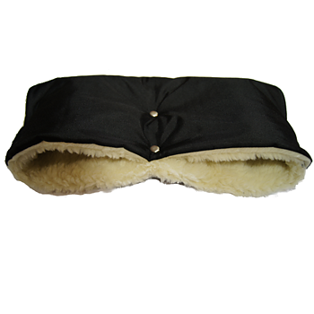 Handtagsmuff till barnvagn, Lammullsfodrad, Black