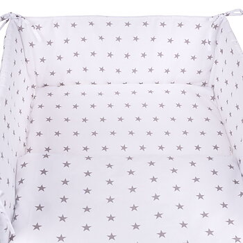Stor set med sängkläder till spjälsäng, Grey Stars - Vit( 6 delar)
