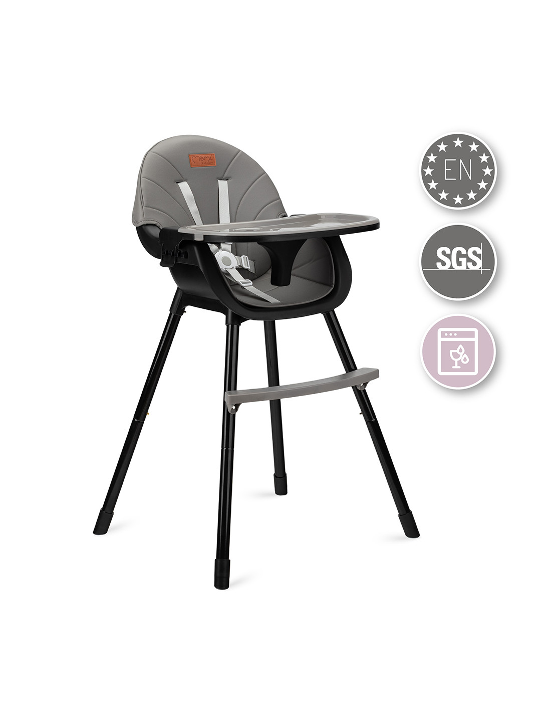 Barnmatstol Momi Flovi Black 2i1 - 7