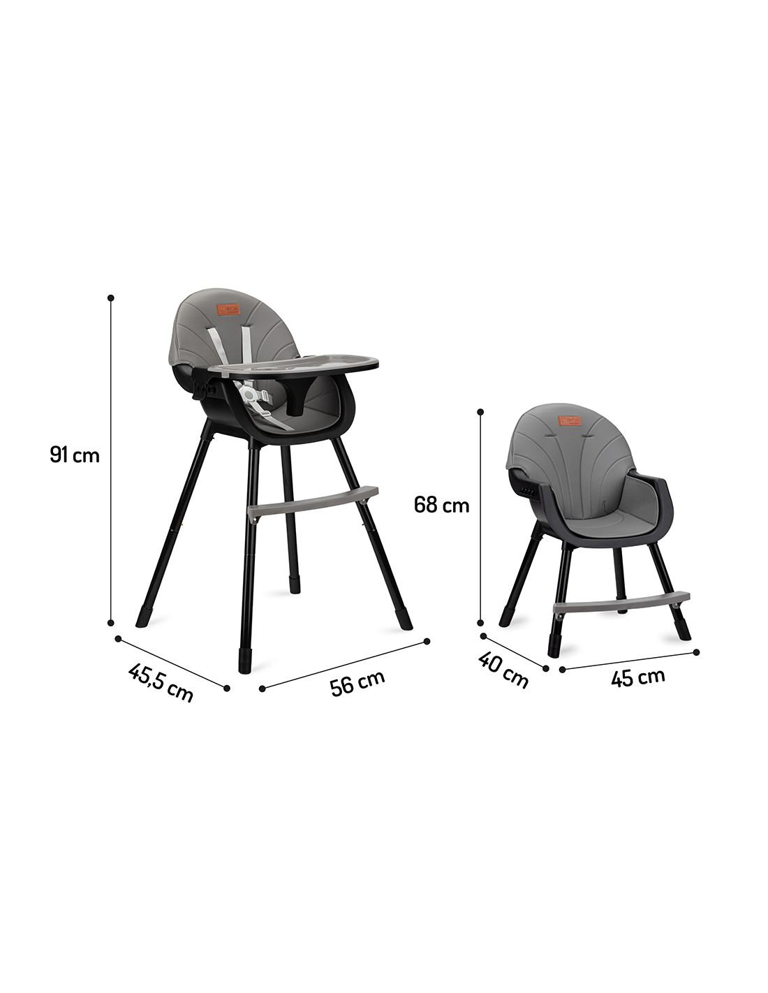 Barnmatstol Momi Flovi Black 2i1 - 8