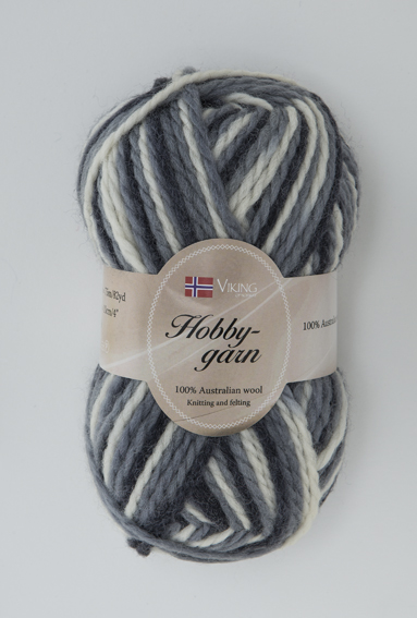 Viking Hobbygarn. vit/grå/svart 912