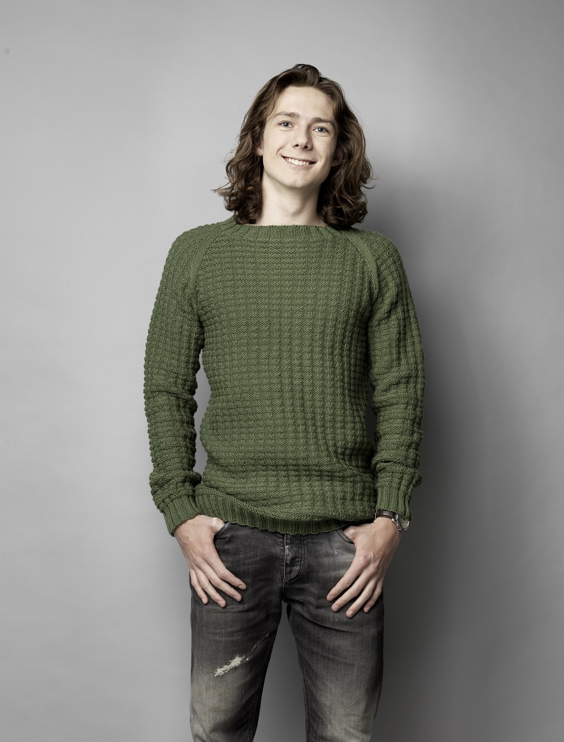 Mönster - Herrsweater med struktörmönster.  (4002)