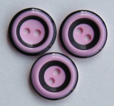 Runda tvåfärgade plastknappar 15 mm. - 12