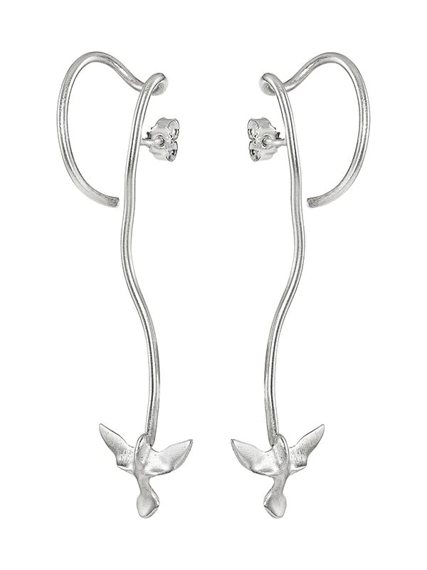 FLYING BIRD EARRING - SILVER - 3
