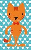 Card case Orange cat with hearts