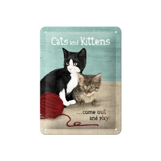 Metallskylt Cats and kittens