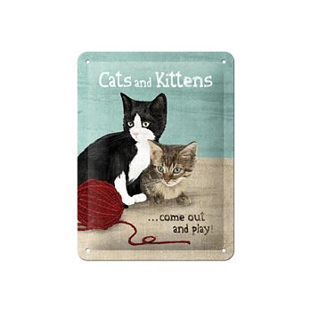 Metallskylt Cats and kittens