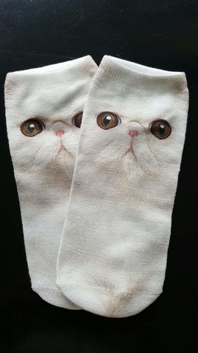 Ankelstrumpor med olika kattmotiv 
