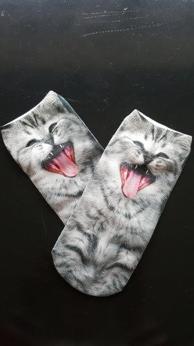 Ankelstrumpor med olika kattmotiv  - 6