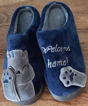 Tofflor "Blåa med grå katt" 40-41