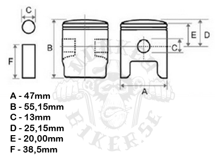 Piston kit ST70 6v - 2