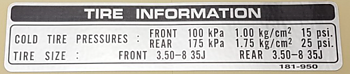 Decal chain guard "Tire information"