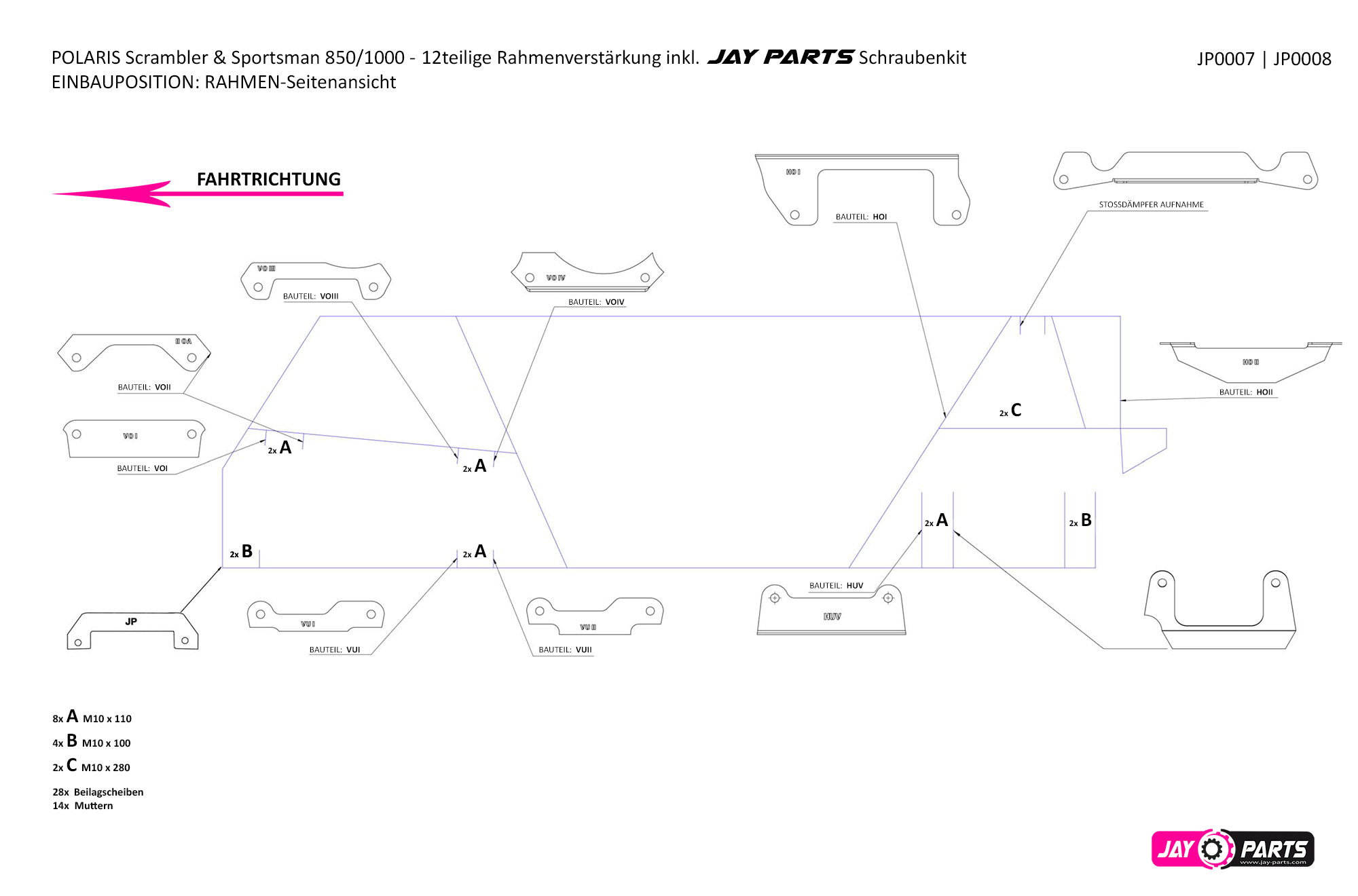 Ramförstärkning Jay-parts Polaris Sportsman & Scrambler - 2