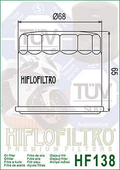 Oljefilter HiFlo HF-138 Suzuki