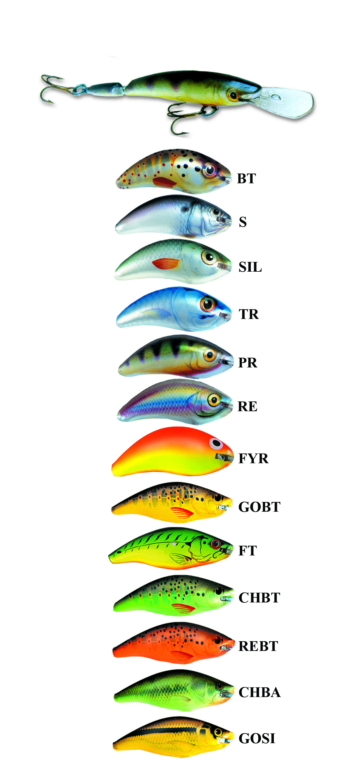 Ugly duckling lures color and model chart by Ugly Duckling Lures