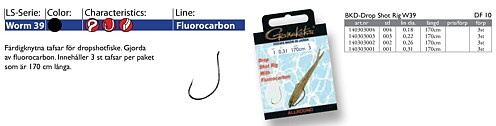 Färdigt tackel Gamakatsu Worm39 (strl.1-4) 3-pack