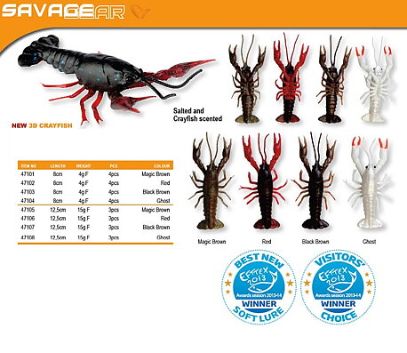 3D Crayfish LB (lösa kroppar) 12,5cm 15g (3pack)