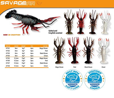 3D Crayfish LB (lösa kroppar) 12,5cm 15g (3pack)