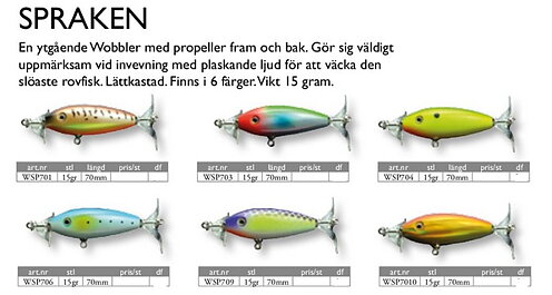 Wiggler Spraken ytbete 70mm 15g