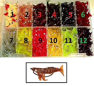 DOA Shrimp 1,5" (4cm) räkjigg. Lösa kroppar utan krok 3-pack.