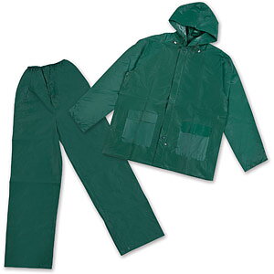 Grönt regnställ