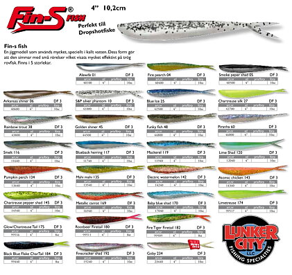 Fin S-Fish 4 tum (10cm) 10-pack 