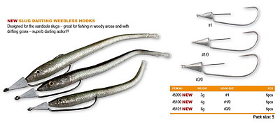 Slug darting weedless hooks 3-6g (vasskyddad krok) 5st