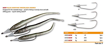 Slug darting weedless hooks 3-6g