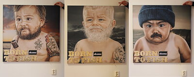 Okuma jättetavlor "Born to fish" (3 olika motiv att välja mellan)
