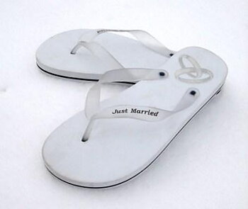 Just Married Flip Flops Vita Damstorlek