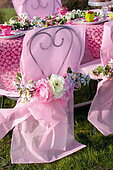Stolsöverdrag med rosett 10 st Rosa
