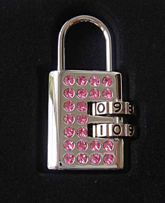 Kodlås med rosa strass