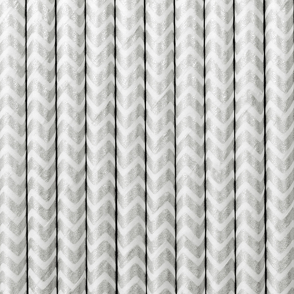 Sugrör Sparremönstrat Silver 10 st
