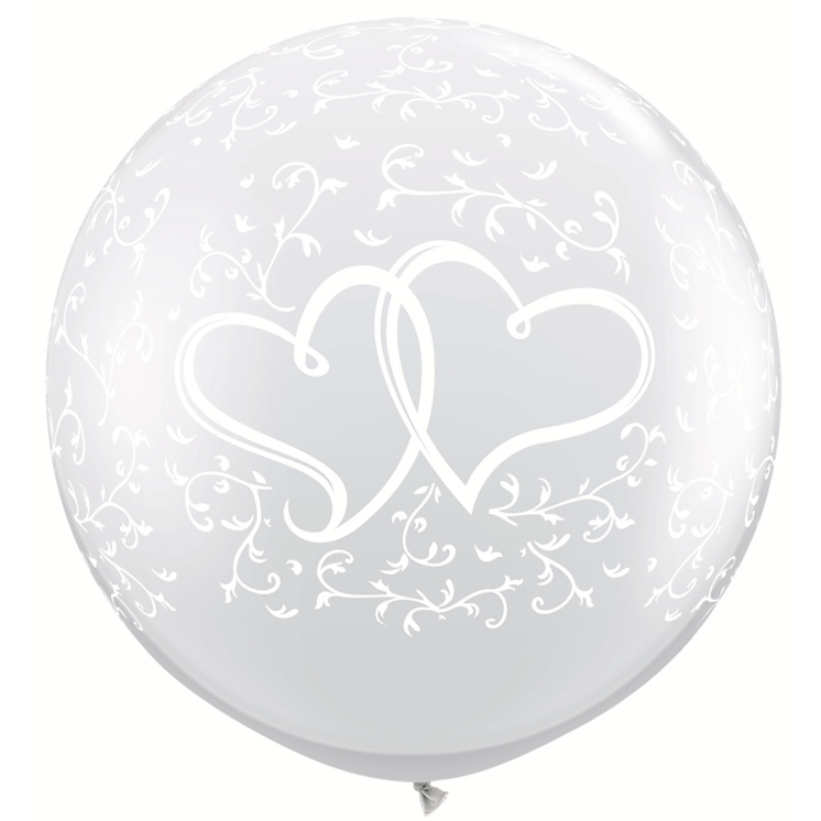 Heliumfylld Ballongbubbla 2 hjärtan 80 cm