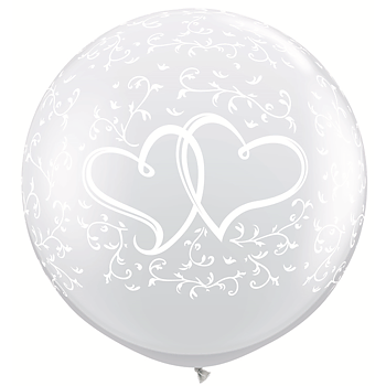 Heliumfylld Ballongbubbla 2 hjärtan 80 cm