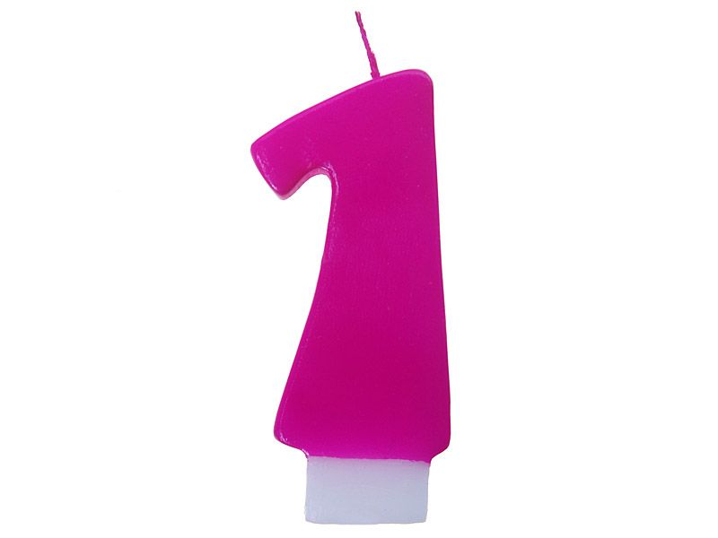 Tårtljus siffror 1 rosa