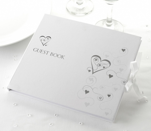Gästbok Contemporary Heart - Silver