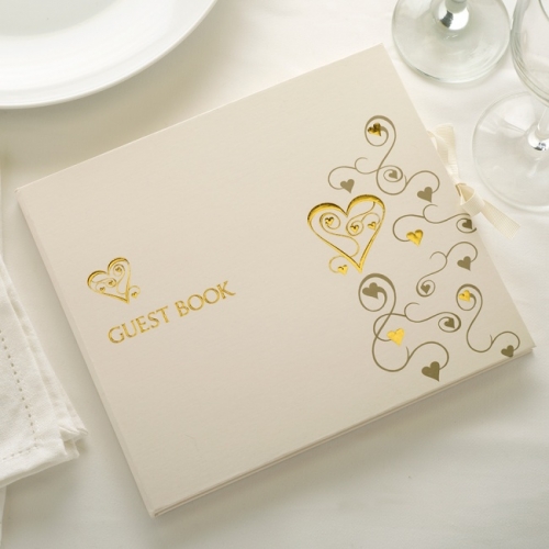 Gästbok Contemporary Heart - Guld
