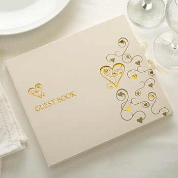 Gästbok Contemporary Heart - Guld